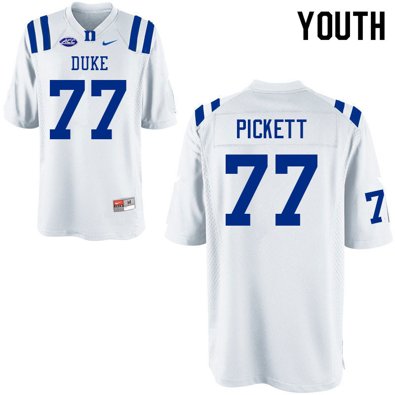 Youth #77 Justin Pickett Duke Blue Devils College Football Jerseys Sale-White - Click Image to Close